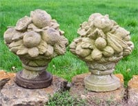 Late 19th Century Cast Stone Fruit Cornucopias