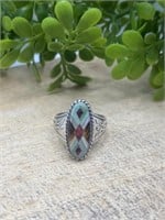 Sterling Silver Turquoise Tigers Eye Inlay Ring