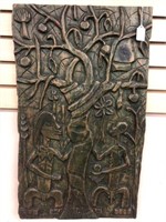Tree of Life African Carved Plaque, 28" x 16"
