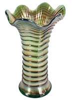 Imperial Carnival Helios Green Ripple Vase