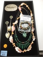 TRAY OF COSTUME JEWELRY, BELT BUCKLE & COLLECTOR S