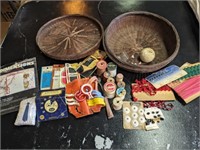 Vintage Sewing Basket and Contents
