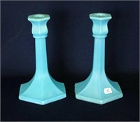 Six Fifty Eight 7" candlesticks - jade blue