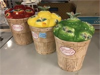Set of 3 Pfaltzgraff Apple Barrel Cookie Jars -