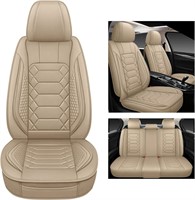 Leather Seat Covers  Waterproof  Full Set  Beige