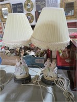 PAIR OF VICTORIAN MAN & LADY FIGURIAL LAMPS