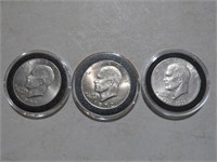 3 EISENHOWER DOLLARS 1971,72 & BICENTENIAL