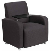$690 Gray Fabric Chair w/ Tablet Arm n Chrome