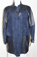 Navy leather and suede coat  S/M Retail $575.00