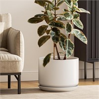 LE TAUCI 12 White Ceramic Indoor Plant Pot