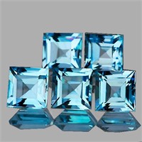 Natural  Blue Topaz 5 Pcs {Flawless-VVS1}