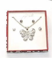 Jeweled Butterfly Necklace & Earrings Set