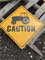 METAL CAUTION TRACTOR SIGN