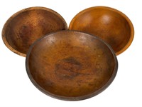 3 Out Of Round Wooden Bowls