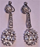 Rhinestone Dangle Earrings Screwback