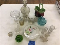 VASES, MISC GLASSWARE ITEMS