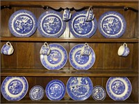 Blue & White Plates & Teacups (Incl. Churchill)
