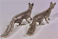 Pr. Silver foxes - EPNS, 12" long, 7" tall