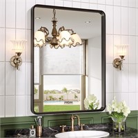22x30 Black Metal Framed Bathroom Mirror