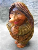 Whimsical Hand Carved Wood Gnome - Norway