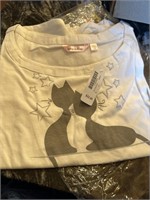 Sz L Cat Silhouette Tshirt - La Vie En Rose