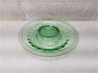 Large Green Depression Glass Bowl