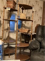 5 tier wooden shelve with items