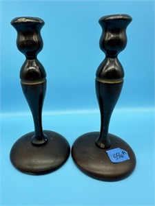 Pair Of Wooden Candle Sticks