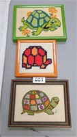 Vintage Turtle Wooven / Needlepoint Frames