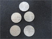 5 Can nickels, 1928, 35, 51, 44