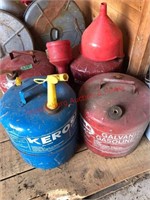 3 lg. Metal gas cans, 1 kerosene