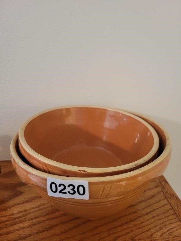 Pair of Vintage Stoneware Mixing Bowls