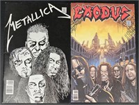 2 Autographed Comic Books - Rare Metallica, Exodus