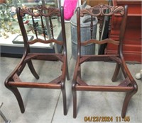 2 MAHOGANY CARVED DUNCAN PHYFE DINING CHAIRS NO