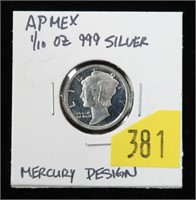 Mercury Head 1/10 Troy oz. .999 silver Apmex