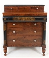 Empire Mahogany & Stenciled Chest of Drawers