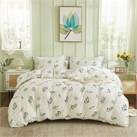 Green Comforter Bedding Set Queen Size Natural