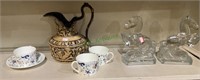 Mixed lot - tea cups, water pitcher, in a Greek