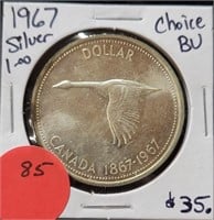 1967 BU SILVER CANADA DOLLAR COIN