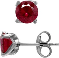 Elegant Round 1.90ct Ruby Stud Earrings