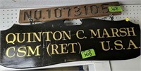 Quinton C. Marsh Csm (ret) Usa Wood Sign, Wood