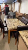 faux marble top dining table & 6 chairs