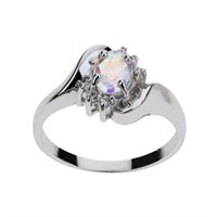 Silver Tone Mystic Cubic Zirconia Bypass Ring-SZ 9