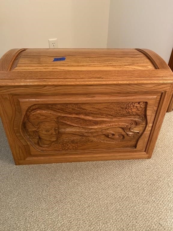 Homemade oak blanket chest