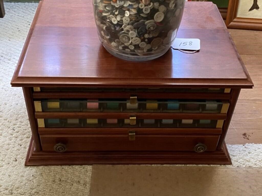 Spool Cabinet & Container of Buttons
