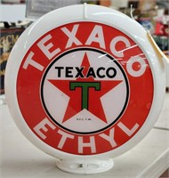 "Texaco Ethyl" Glass Face Globe