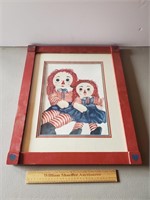 Raggedy Ann & Andy Signed Water Color Painting