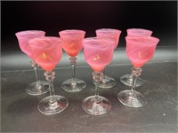 7 pink Steuben roseline stems