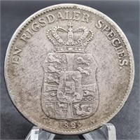 1829 DANISH ONE SPECIEDALER SILVER COIN