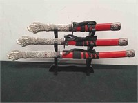 Four piece open mouth Dragon katana sword set